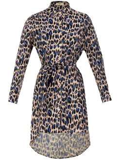 Sylvia Longline Shirt Dress, Blue Animal