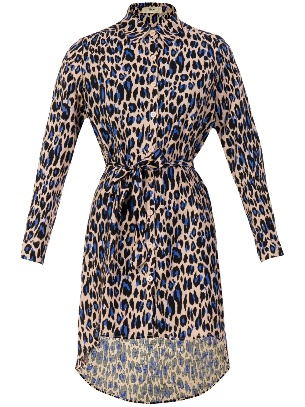 Sylvia Longline Shirt Dress, Blue Animal
