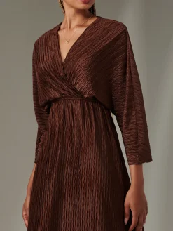Texture Jersey Long Sleeve Maxi Dress, Chocolate