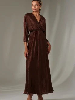 Texture Jersey Long Sleeve Maxi Dress, Chocolate