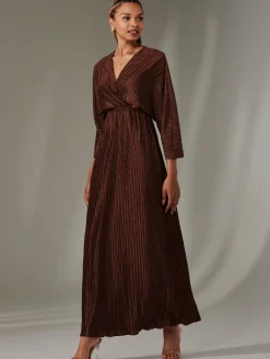 Texture Jersey Long Sleeve Maxi Dress, Chocolate