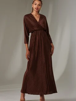 Texture Jersey Long Sleeve Maxi Dress, Chocolate