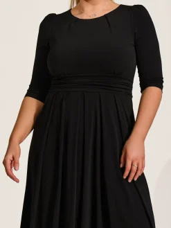 Three quarter sleeve jersey maxi dress, Black