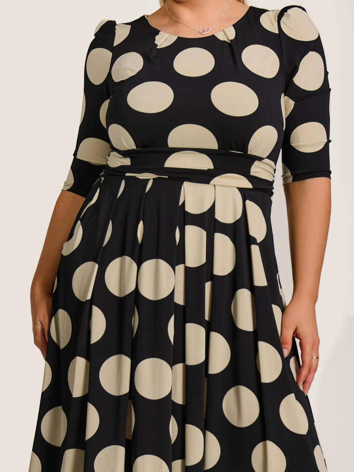 Three quarter sleeve jersey maxi dress, Black Spot