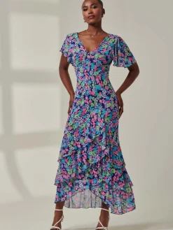 Tiered Floral Maxi Dress, Floral Multi
