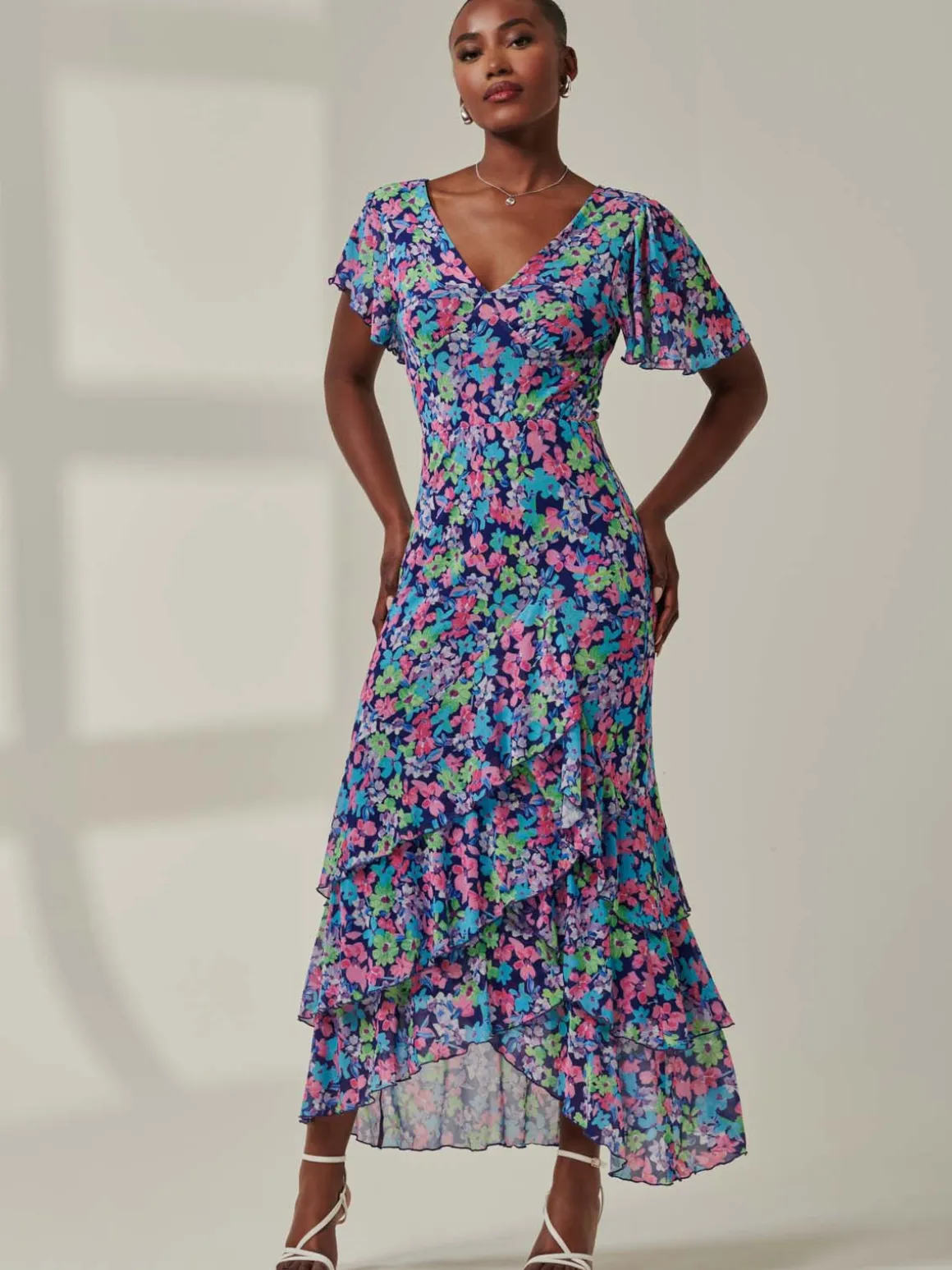 Tiered Floral Maxi Dress, Floral Multi