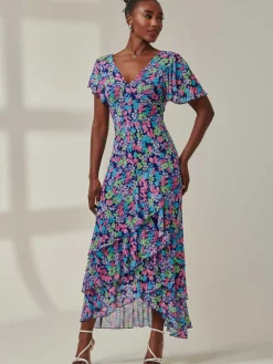 Tiered Floral Maxi Dress, Floral Multi