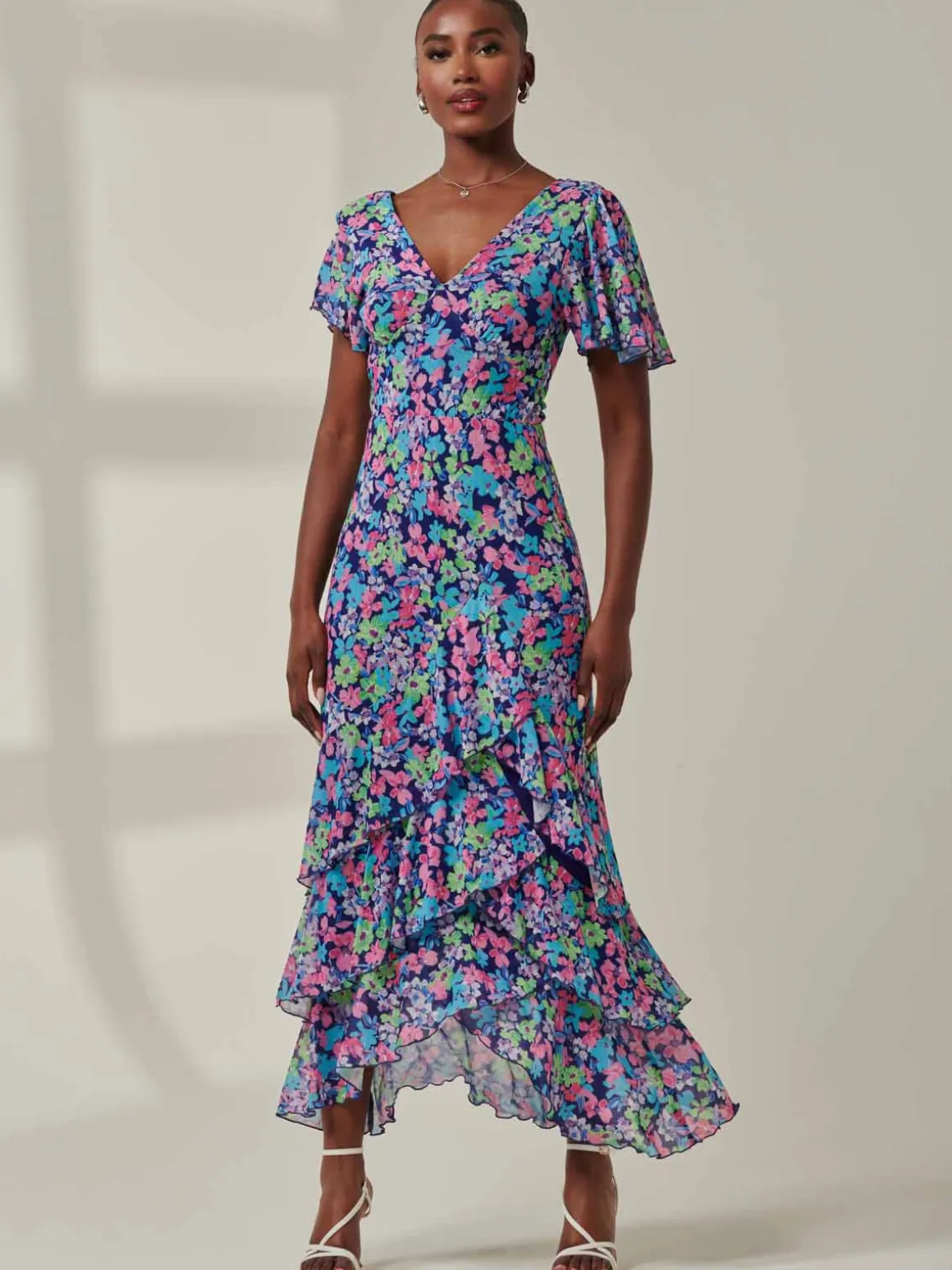 Tiered Floral Maxi Dress, Floral Multi