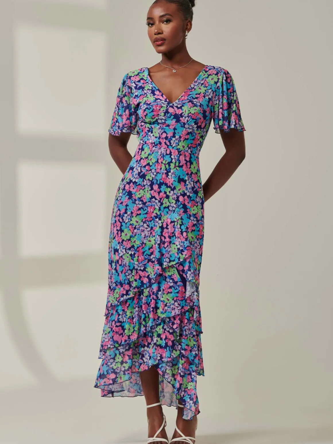 Tiered Floral Maxi Dress, Floral Multi