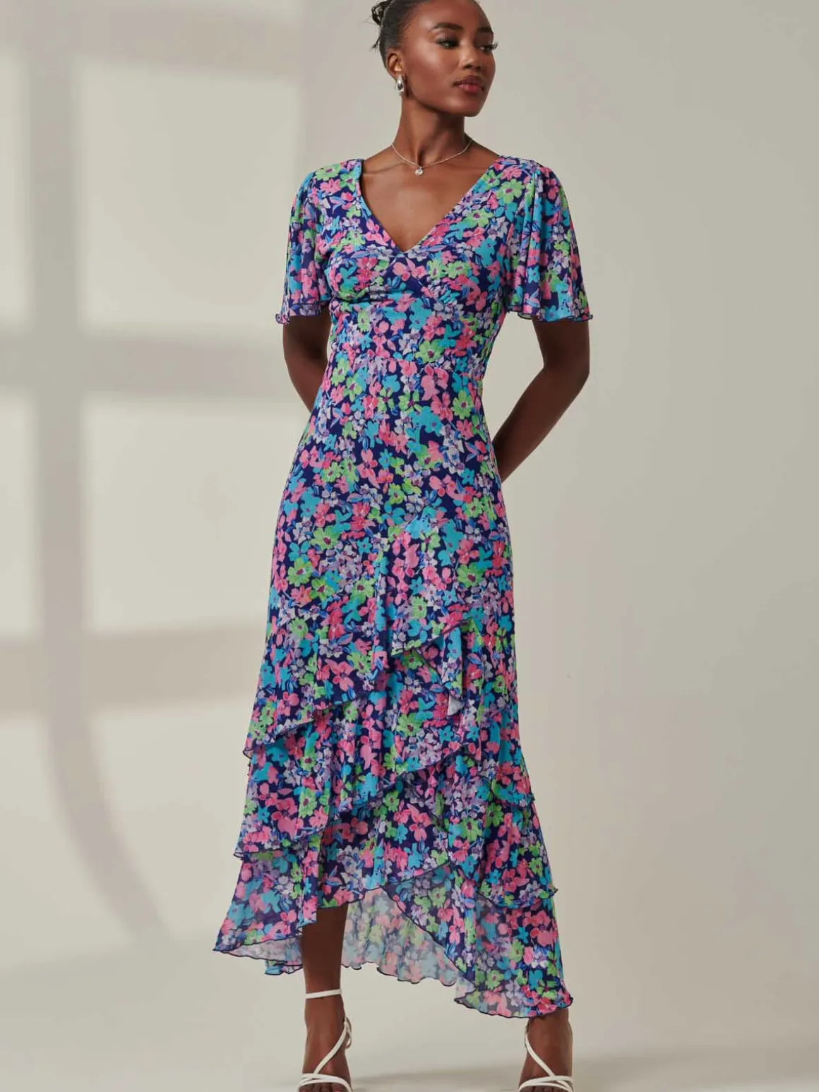 Tiered Floral Maxi Dress, Floral Multi