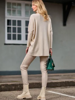 Turtleneck Batwing Fine Knit Jumper, Stone