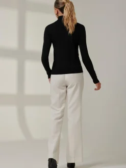 Turtleneck Fine Knit Fittted Jumper, Black
