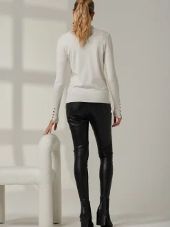 Turtleneck Fine Knit Fittted Jumper, Oatmeal
