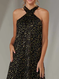 Twisted Halter Neck Mini Dress, Black
