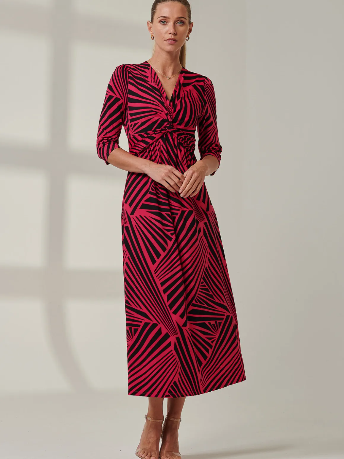 Twist Front Maxi Dress, Pink Multi