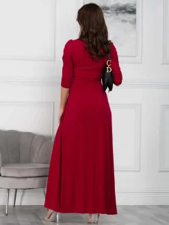Twist Knot Front Maxi Dress, Berry
