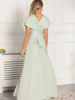 Twist & Tie Multiway Bridesmaid Maxi Dress with Bandeau, Light Green