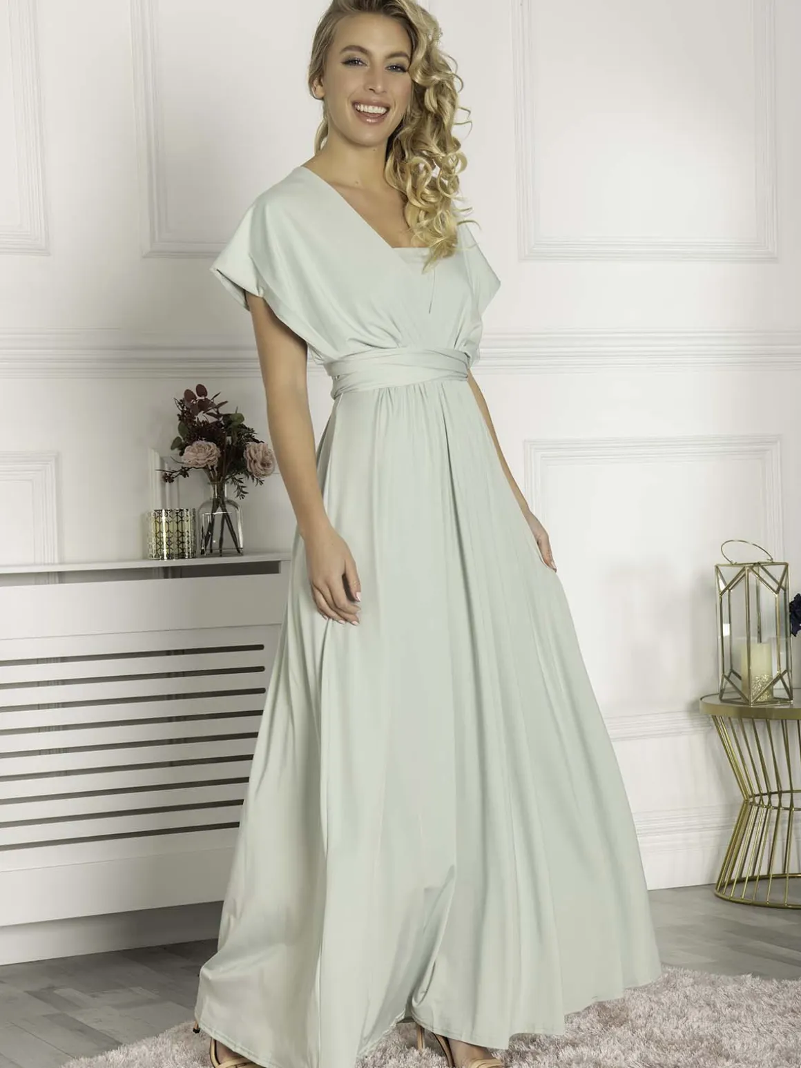 Twist & Tie Multiway Bridesmaid Maxi Dress with Bandeau, Light Green