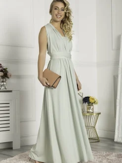 Twist & Tie Multiway Bridesmaid Maxi Dress with Bandeau, Light Green