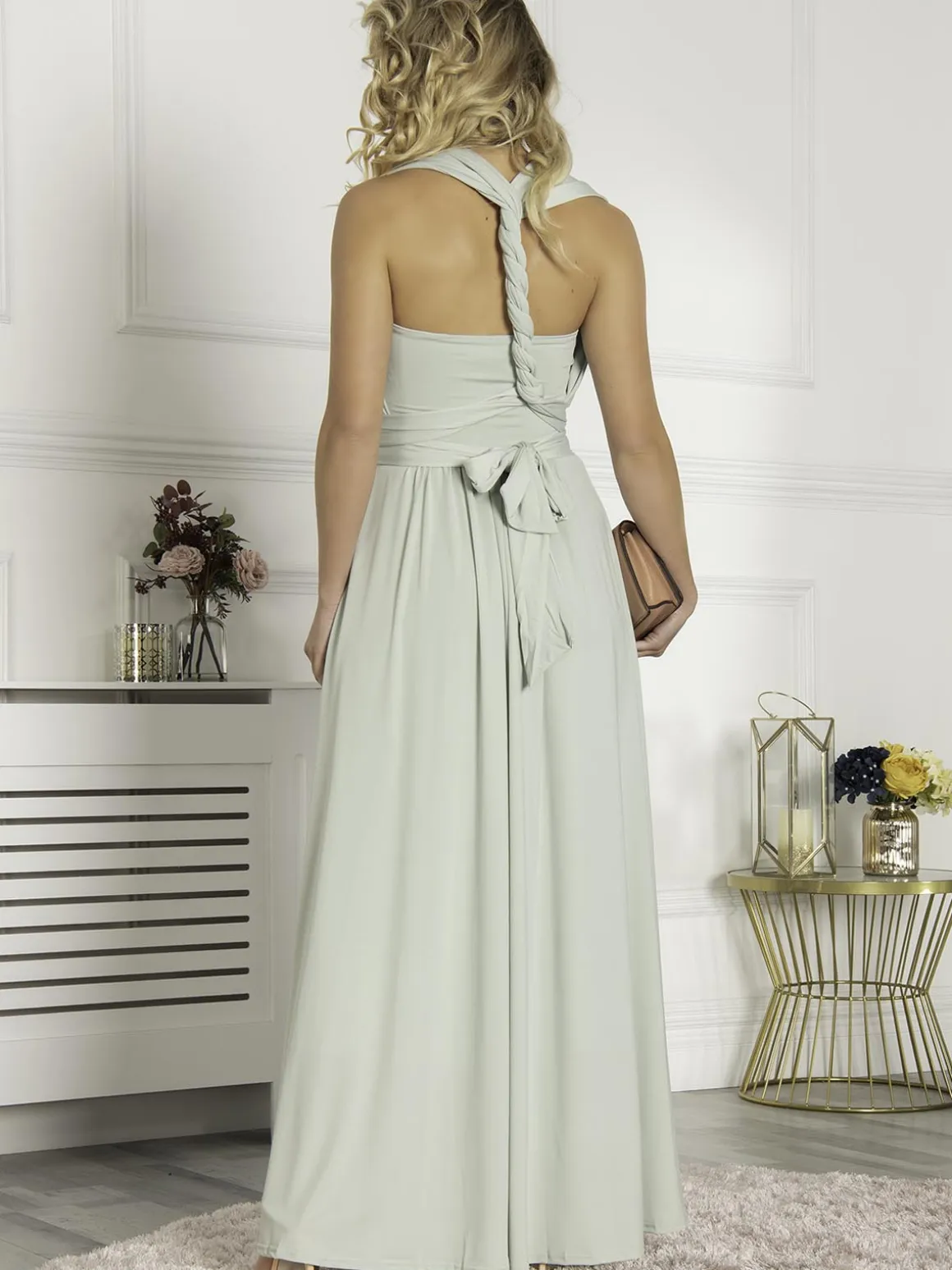 Twist & Tie Multiway Bridesmaid Maxi Dress with Bandeau, Light Green