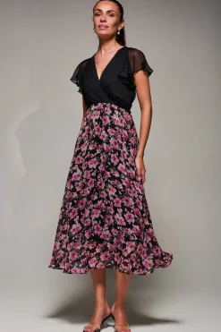 Two Tone Chiffon Midaxi Dress, Pink Floral