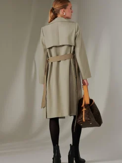 Two Tone Contrast Trench Coat, Khaki