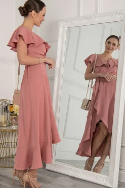 Vella Frill Wrap Maxi Dress, Mauve