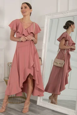 Vella Frill Wrap Maxi Dress, Mauve