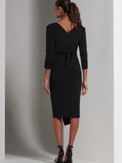 Violetta 3/4 Sleeve Bodycon Dress, Black