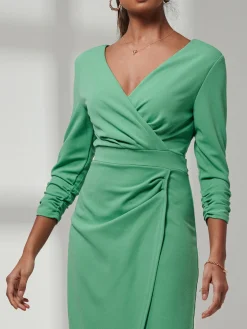 Violetta 3/4 Sleeve Bodycon Dress, Green