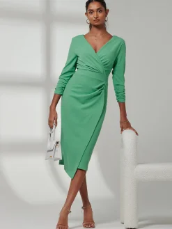 Violetta 3/4 Sleeve Bodycon Dress, Green