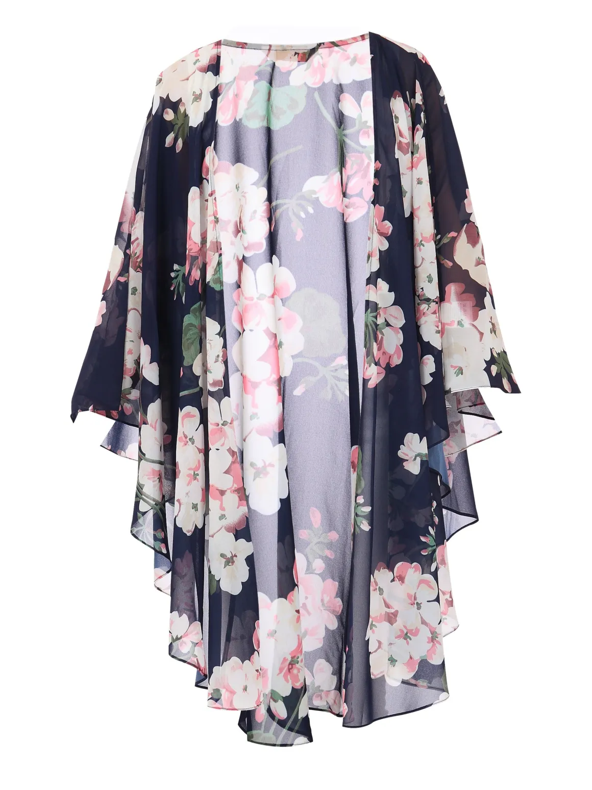 Waterfall Chiffon Shawl, Navy Floral