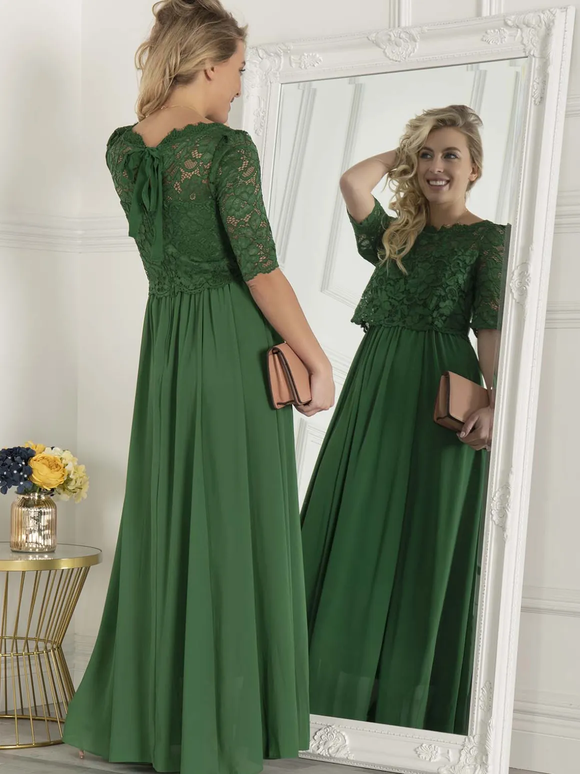 Wendy Lace Overlay Maxi Dress, Green