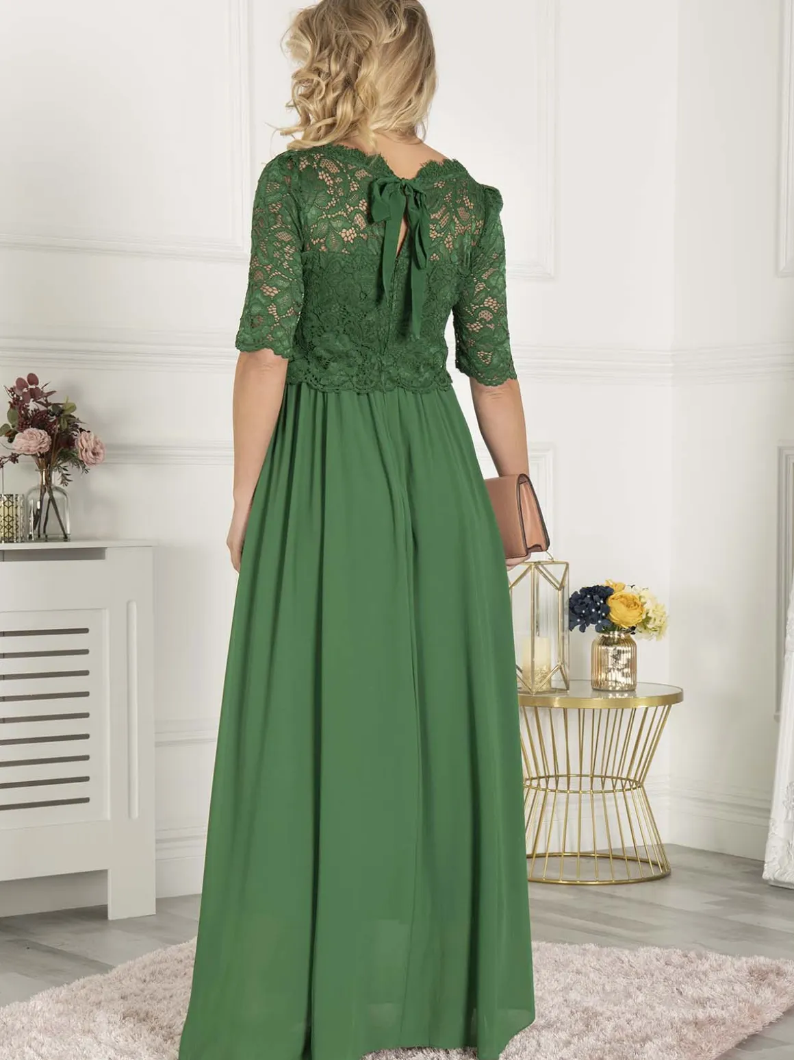 Wendy Lace Overlay Maxi Dress, Green