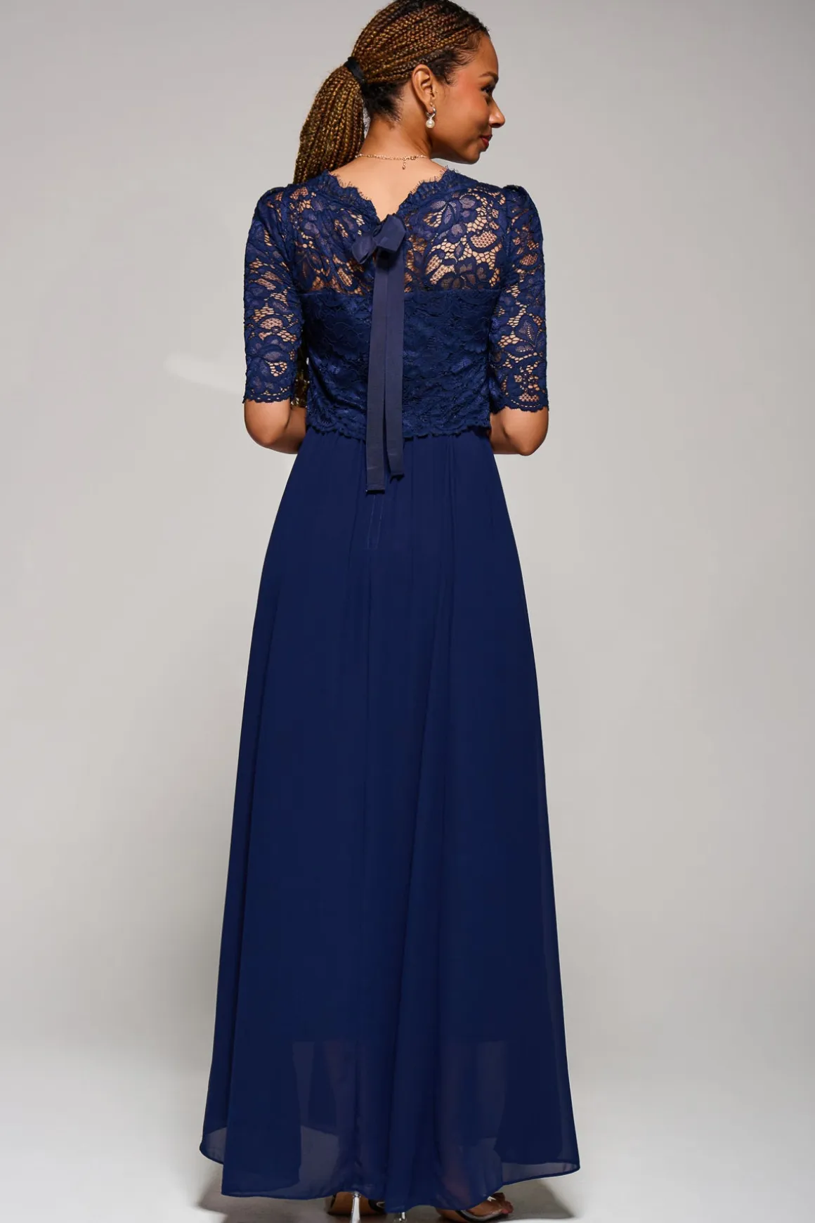 Wendy Lace Overlay Maxi Dress, Navy