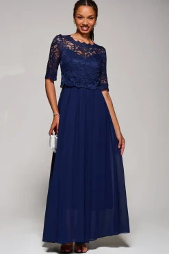Wendy Lace Overlay Maxi Dress, Navy