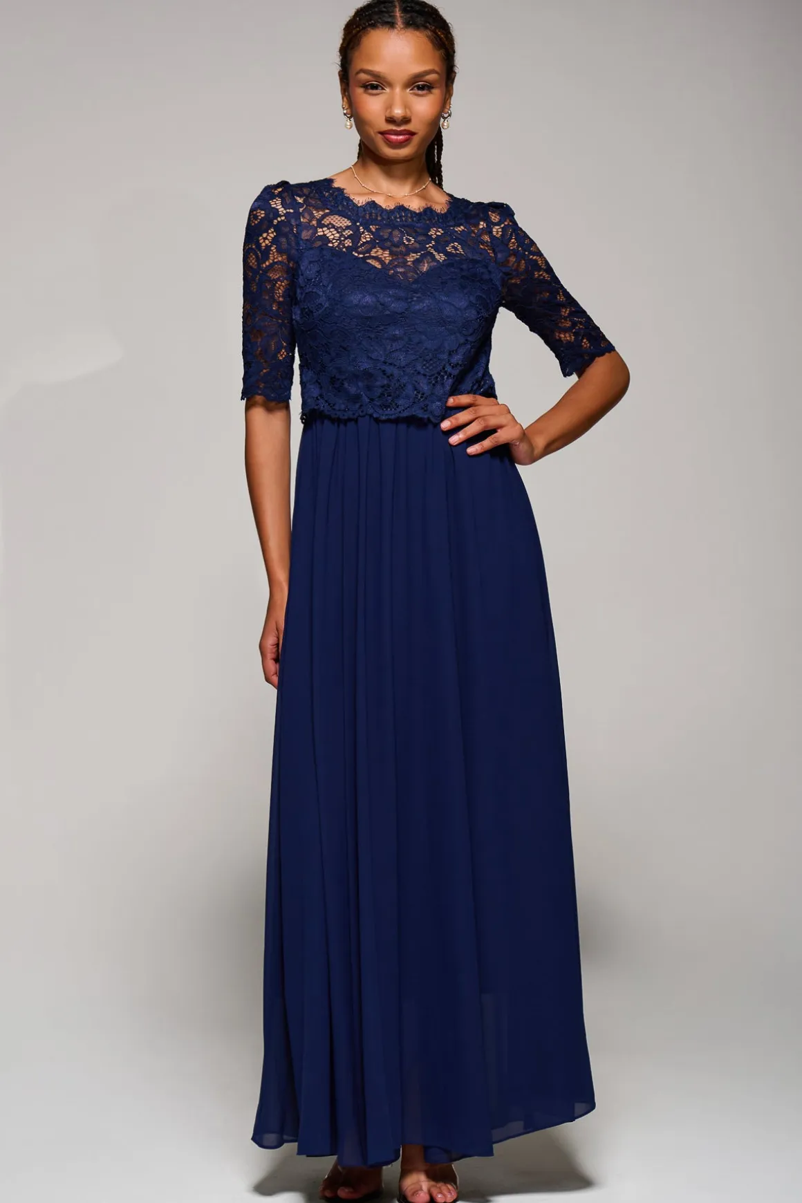 Wendy Lace Overlay Maxi Dress, Navy