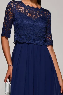 Wendy Lace Overlay Maxi Dress, Navy
