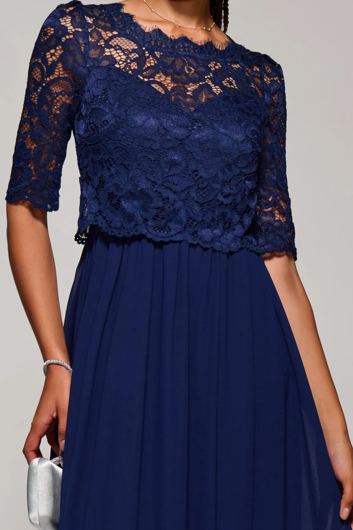 Wendy Lace Overlay Maxi Dress, Navy