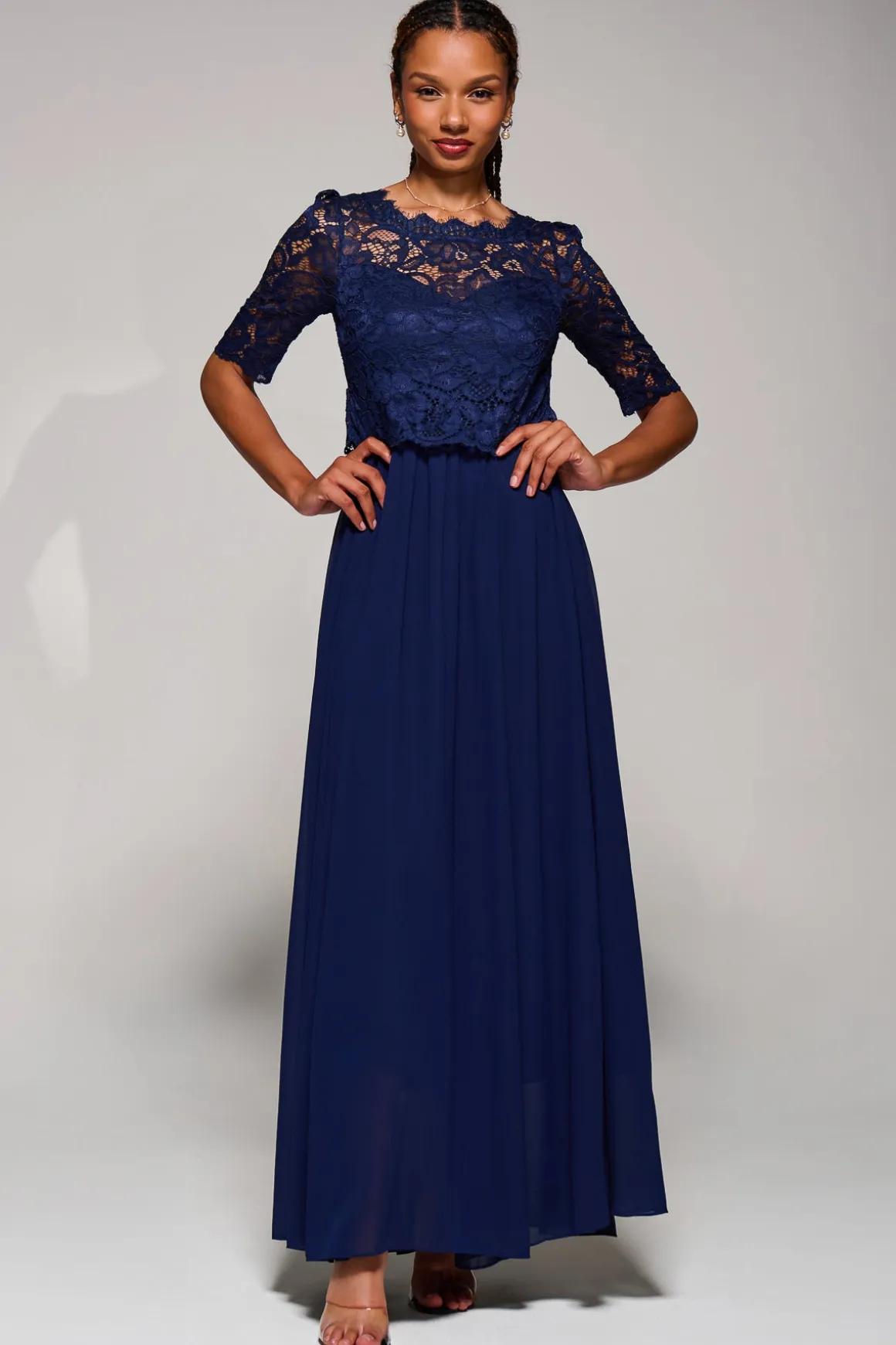 Wendy Lace Overlay Maxi Dress, Navy