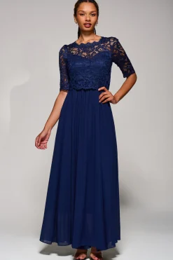 Wendy Lace Overlay Maxi Dress, Navy