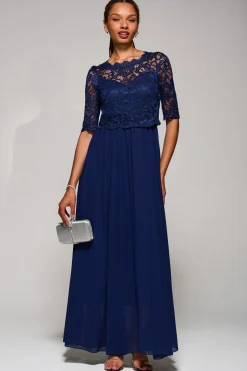 Wendy Lace Overlay Maxi Dress, Navy