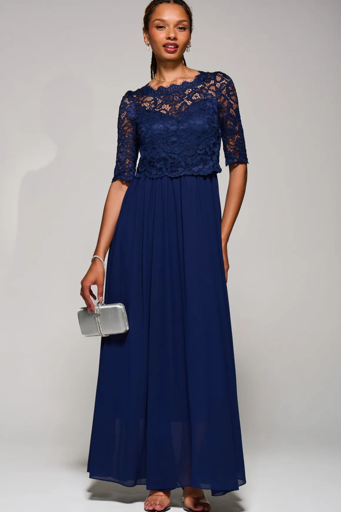 Wendy Lace Overlay Maxi Dress, Navy