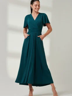 Wrap Bodice Super Smooth Jersey Maxi Dress, Forest Green