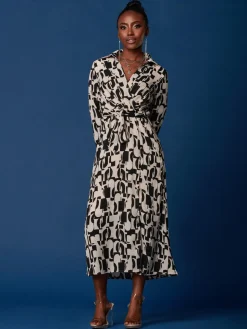Wrap Detail Shirt Maxi Dress, Cream/Black