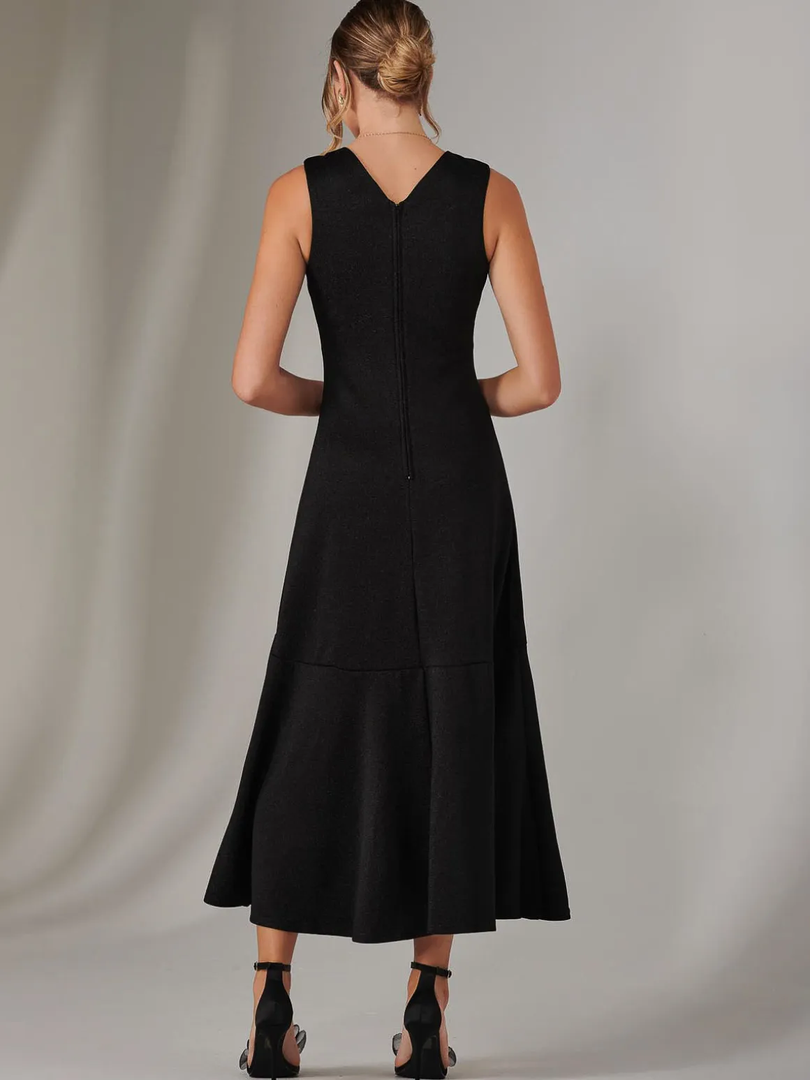 Wrap Frill Hem Maxi Dress, Black