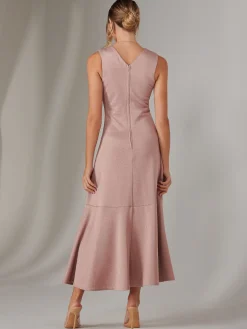 Wrap Frill Hem Maxi Dress, Dusty Pink