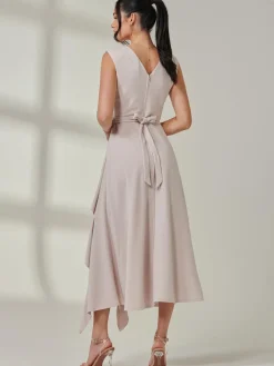 Wrap Front Frill Detail Maxi Dress, Dove