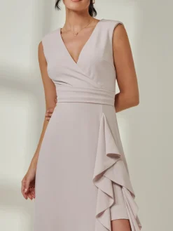 Wrap Front Frill Detail Maxi Dress, Dove