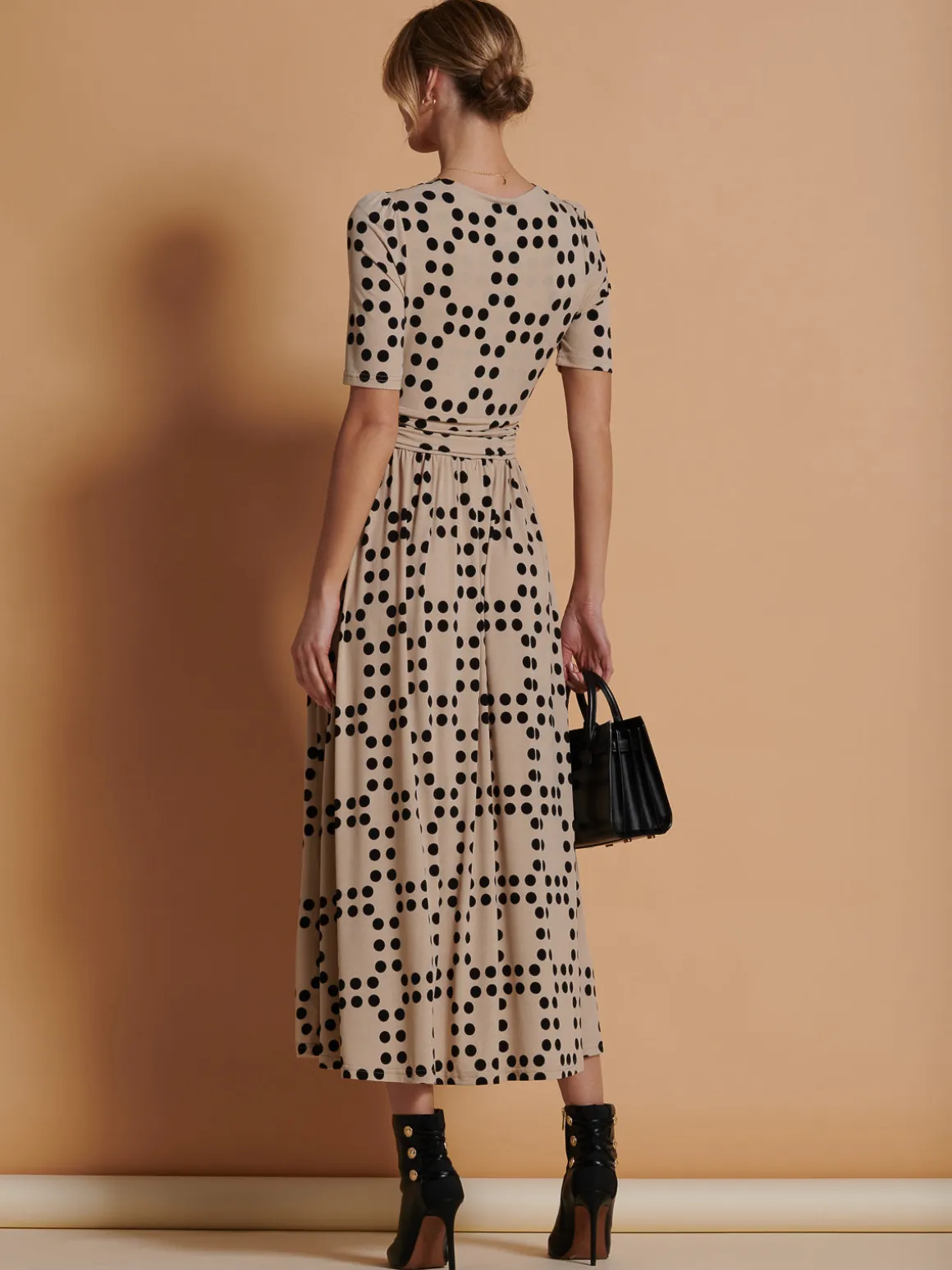 Wrap Front Jersey Maxi Dress, Beige Spot